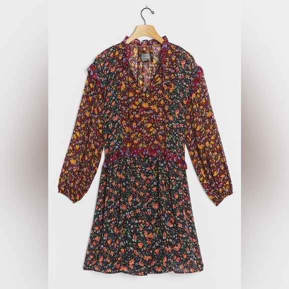 ANTHROPOLOGIE Helen Boho Floral Sheer Tunic Dress Size Medium - Picture 4 of 13